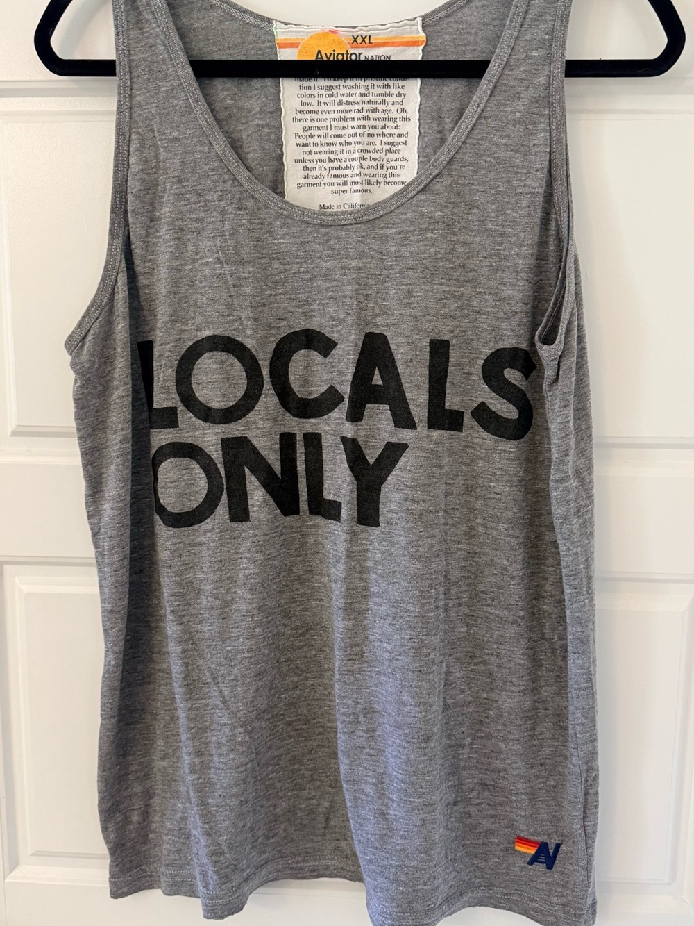 Aviator Nation Locals Only Graphic Tank Top Heather Gray Men's Size XXL